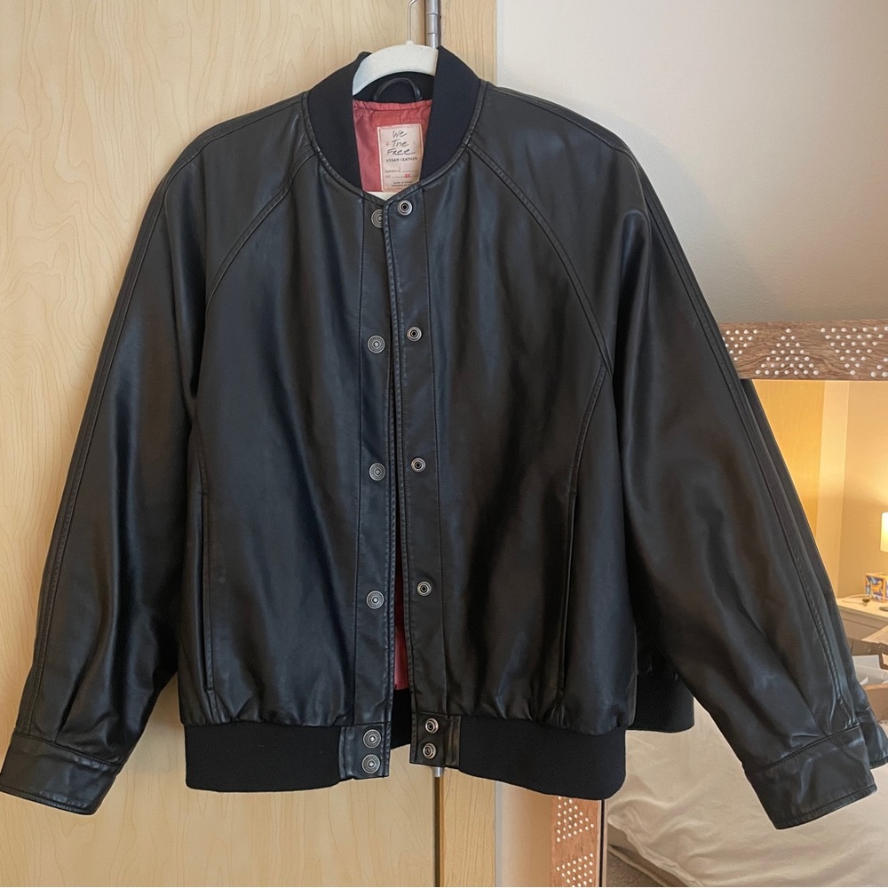 Free People Wild Rose Vegan Leather Bomber Jacket - Picture 2 of 8